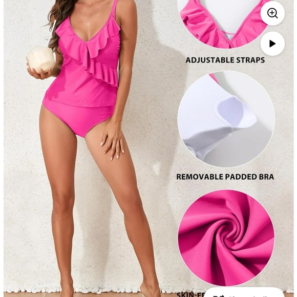 Pink Ruffle Tankini Swimsuit - Picture 3 of 5